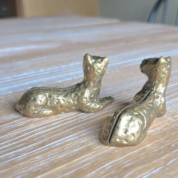 Vintage Solid Brass Leopard Place Card Holders - Picture 5 of 12